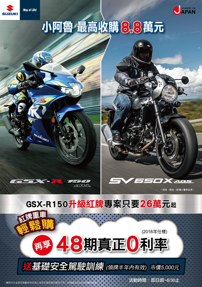 何不再來一台超帥紅牌Café Racer街車SV650X? 只要您是GSX-R 150車主